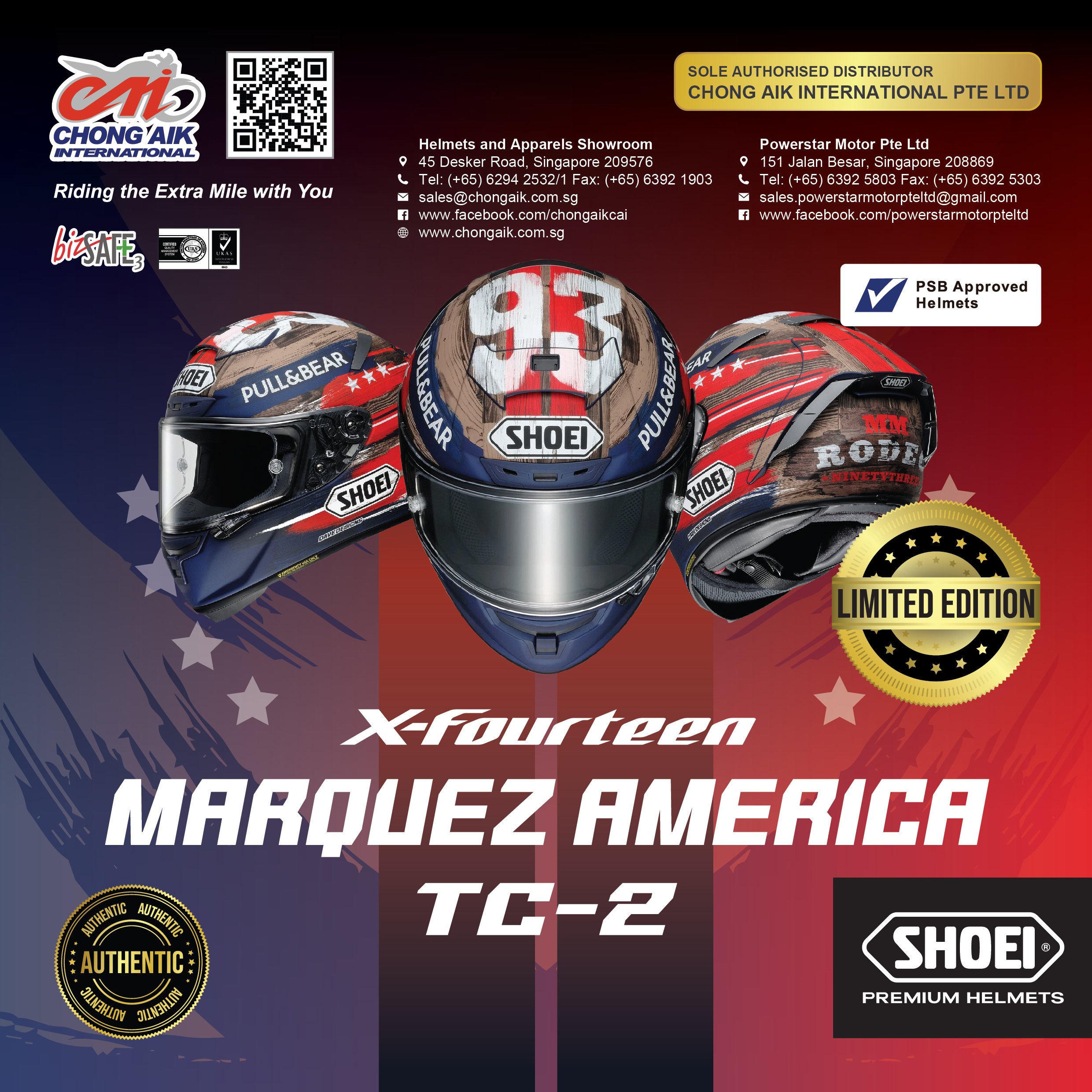 SHOEI X 14 Marquez America TC2 Limited Edition Chong Aik